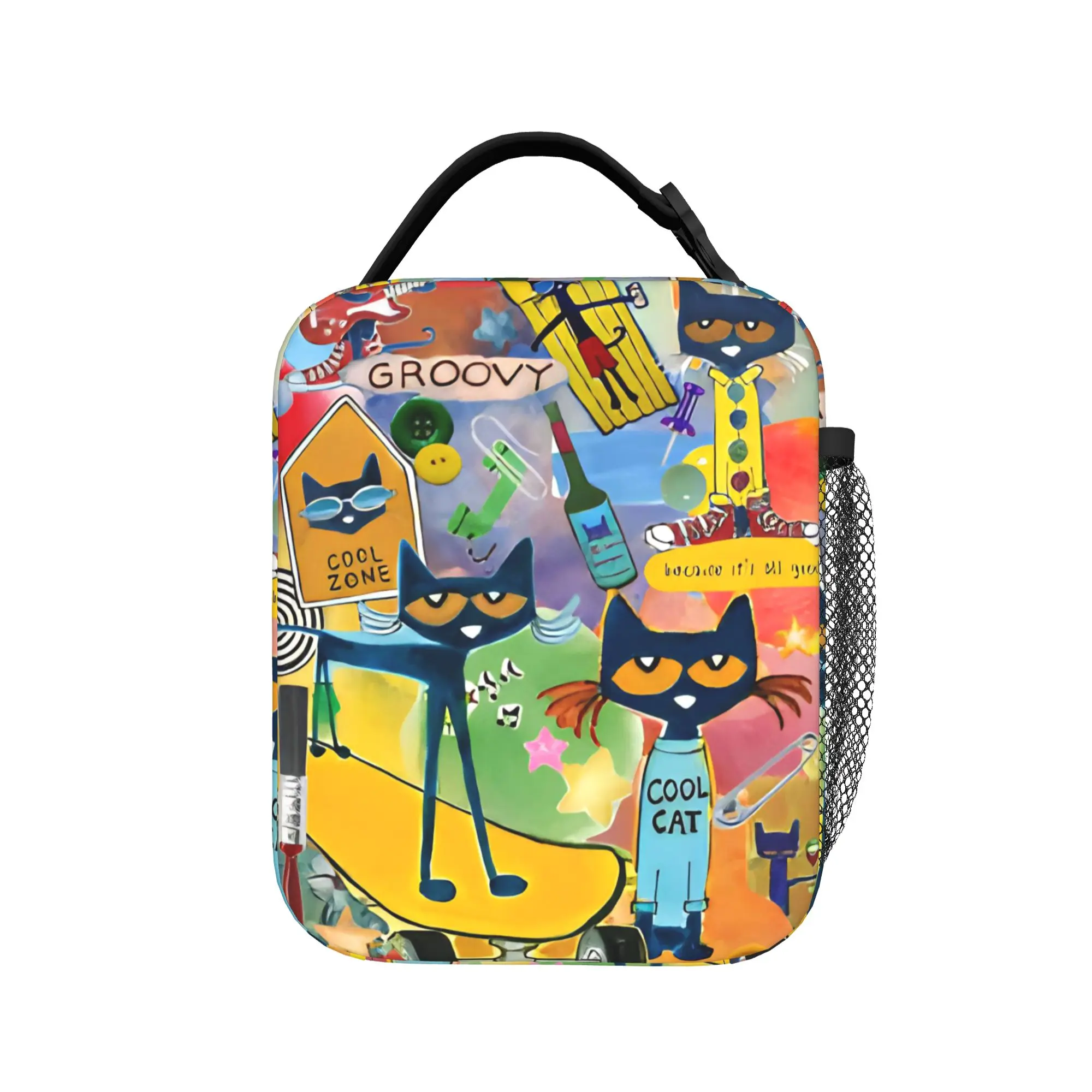 Cool Cartoon Kitten Pete the Cat  Insulated Lunch Bag Leakproof  Meal Container Cooler Bag Lunch Box Tote Bento Pouch