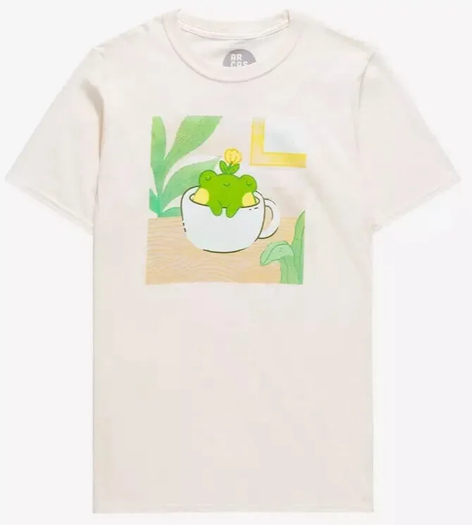 Hot Topic Arcasian Mens Frog In A Teacup Cool Art White T Shirt Nwt 2Xl