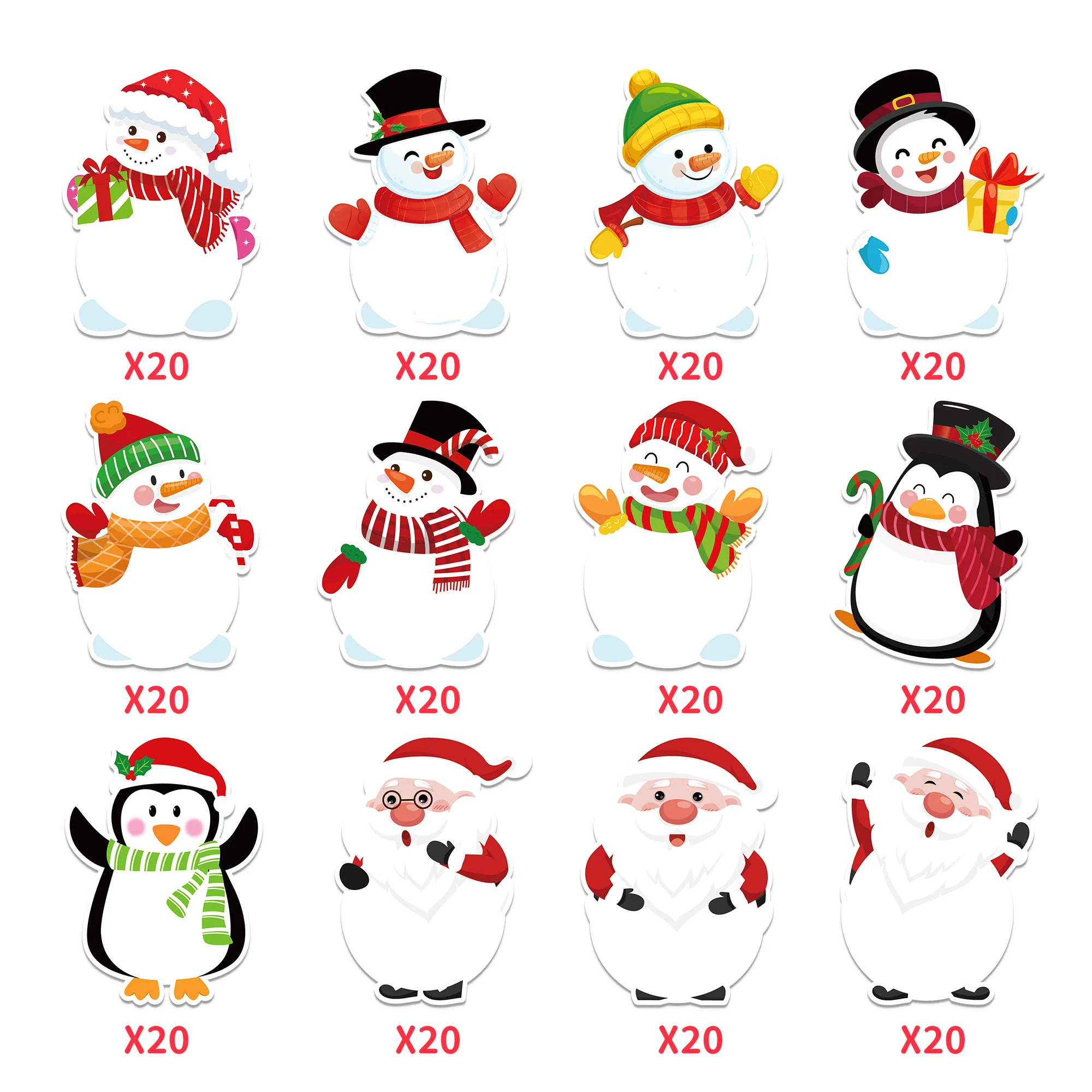 240Pages Christmas Memo Pads Snowman Shaped Santa Claus Sticky Notes Label Notepad Self-Adhesive Memo Book For Christmas