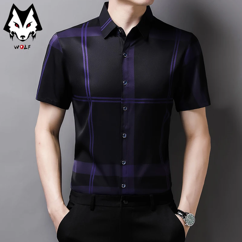 Camisas de manga corta a rayas para hombre, camisas informales ajustadas, Tops de punto, gran oferta, Primavera/Verano, nuevo