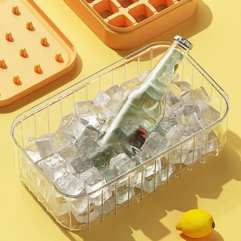 Ice Cube Tray With 28 -grid Double Layer Press Type Ice Cube Maker Silicone Ice Box Making Mold With Lid Waterproof Kitchen tool