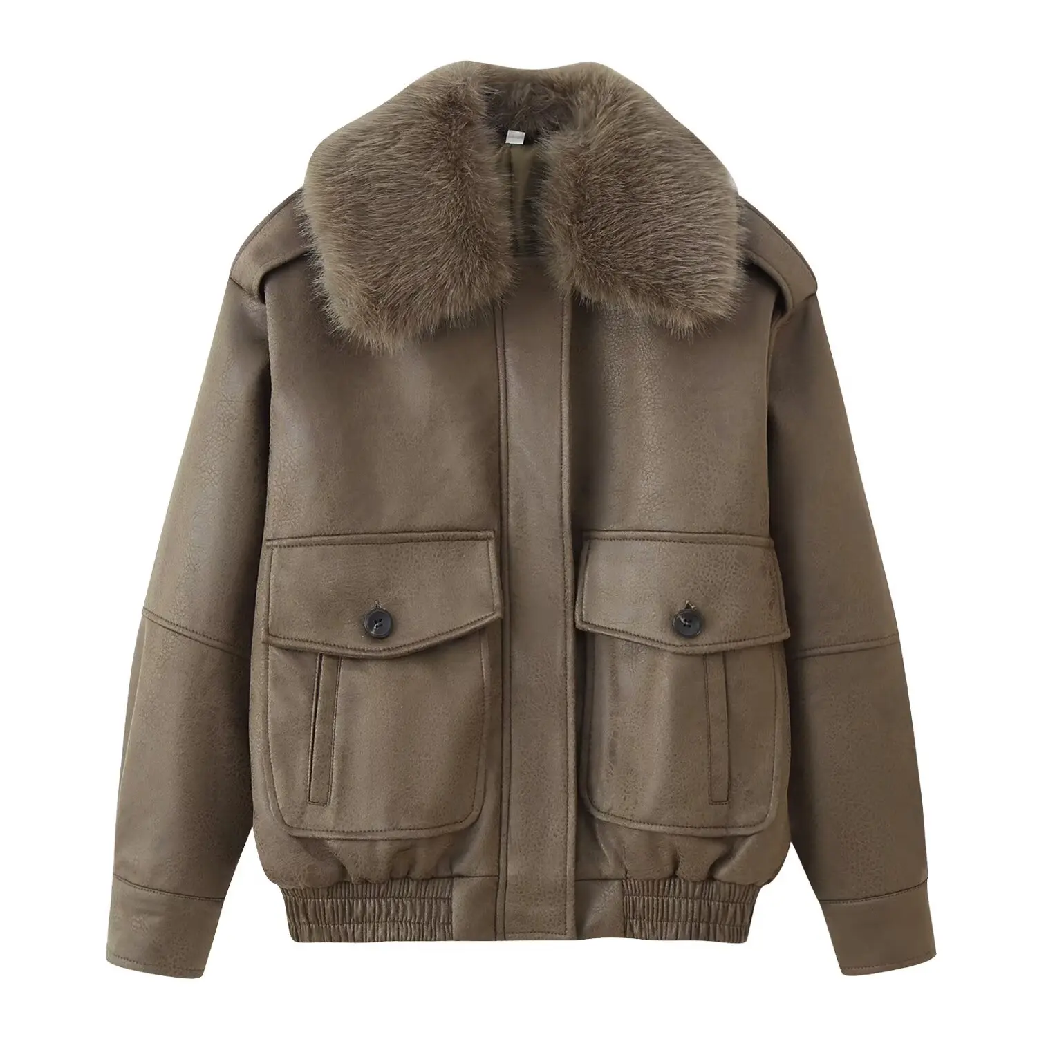 

Women's New Jacket Large fur collar design keeps you warm and turns heads Large pockets add workwear-inspired details