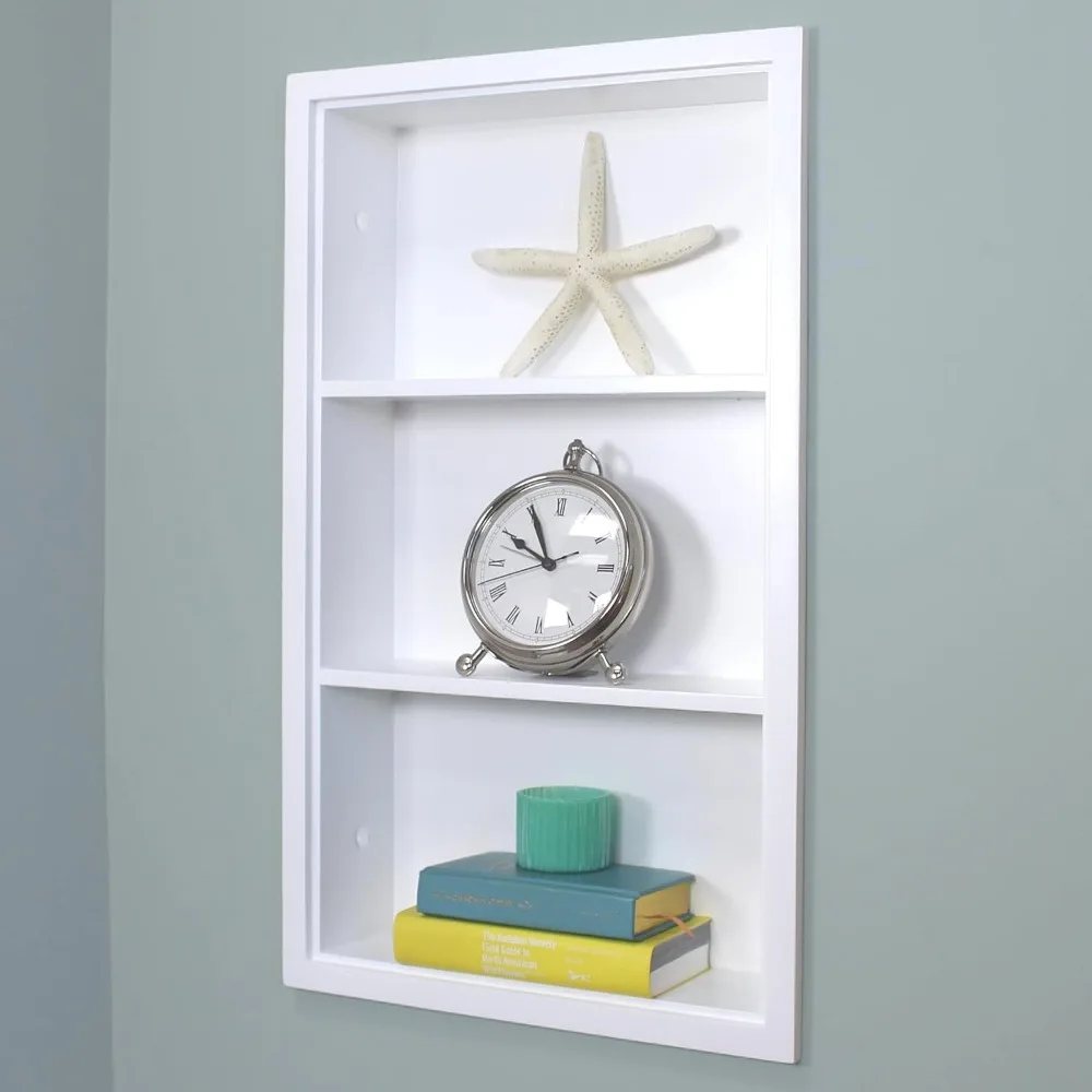 

14x24 Recessed Wall Niche Medicine Cabinet Replacement Real Wood Bathroom Shelf White Plain Back