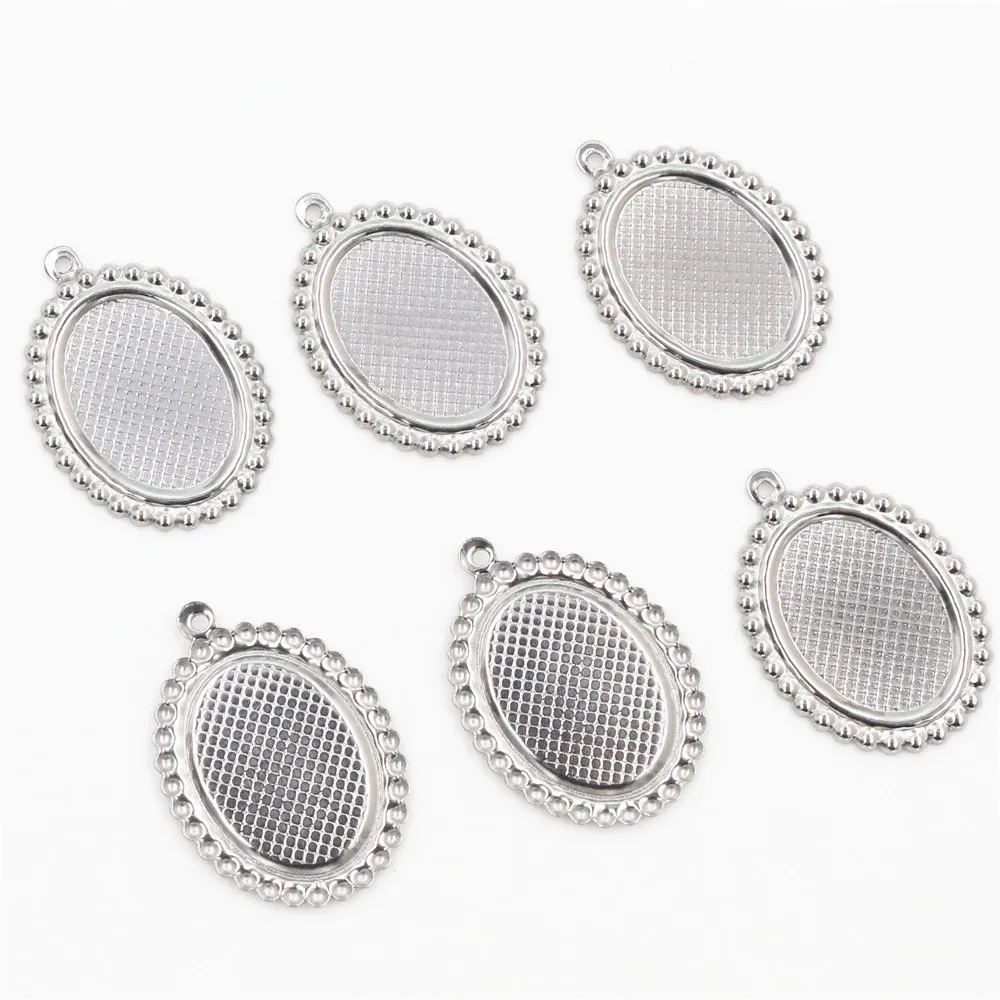 (Bez przejścia) 10 sztuk 13x18mm wewnętrzna rozmiar materiału ze stali nierdzewnej owalne styl Cabochon baza Cameo ustawienie wisiorek taca (t7-38)