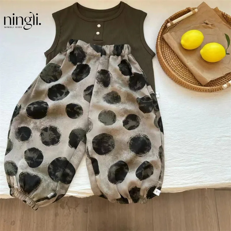 

Children's Fashion Full Printed Dots Anti Mosquito Pants Summer Loose Thin Boys' Trousers Baby Casual Pants