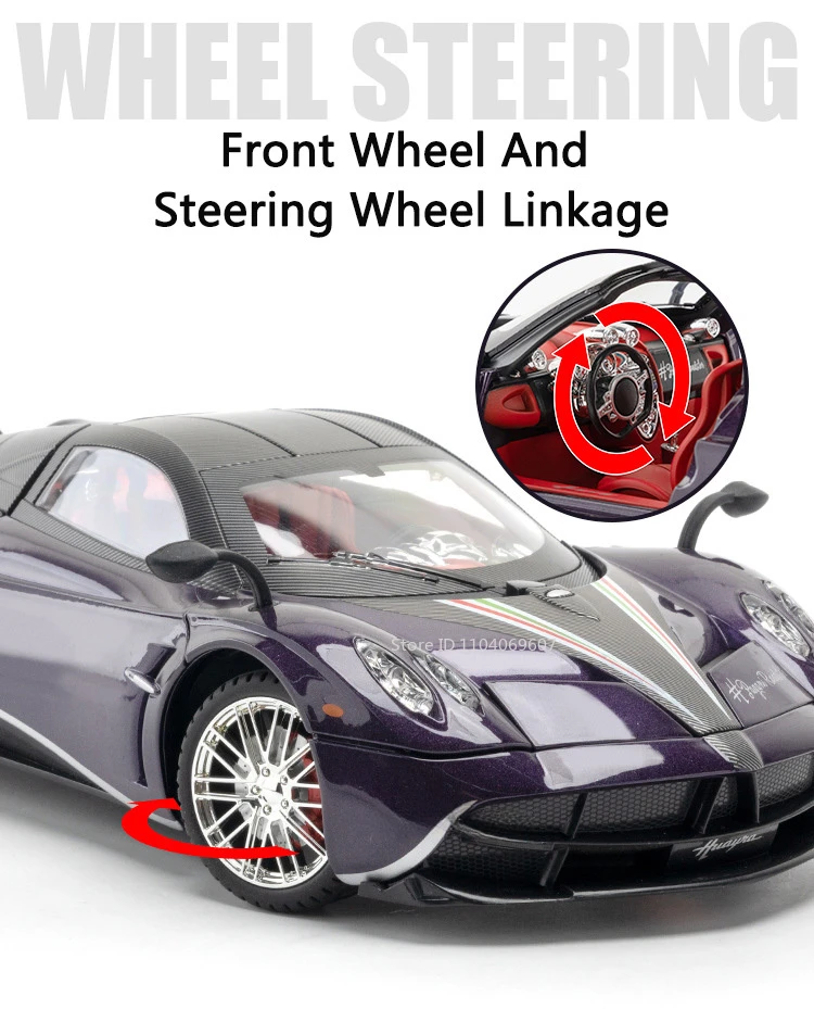 Große Größe 1:18 Pagani Huayra Spielzeugmodellauto Druckgusslegierung Sportwagen Sound Licht Zurückziehen Stoßdämpfungsmodelle Festival Geschenk – Detail 8