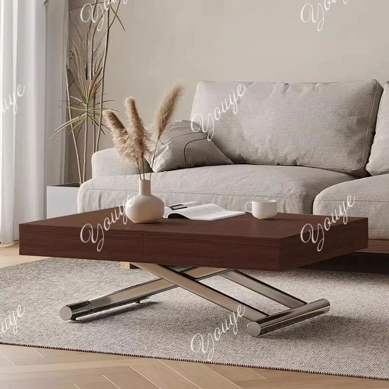 

J Lifting Folding Telescopic Coffee Table Becomes An Integrated Dining Table, Dual-purpose Multi-functional Movable Coffee Tabl