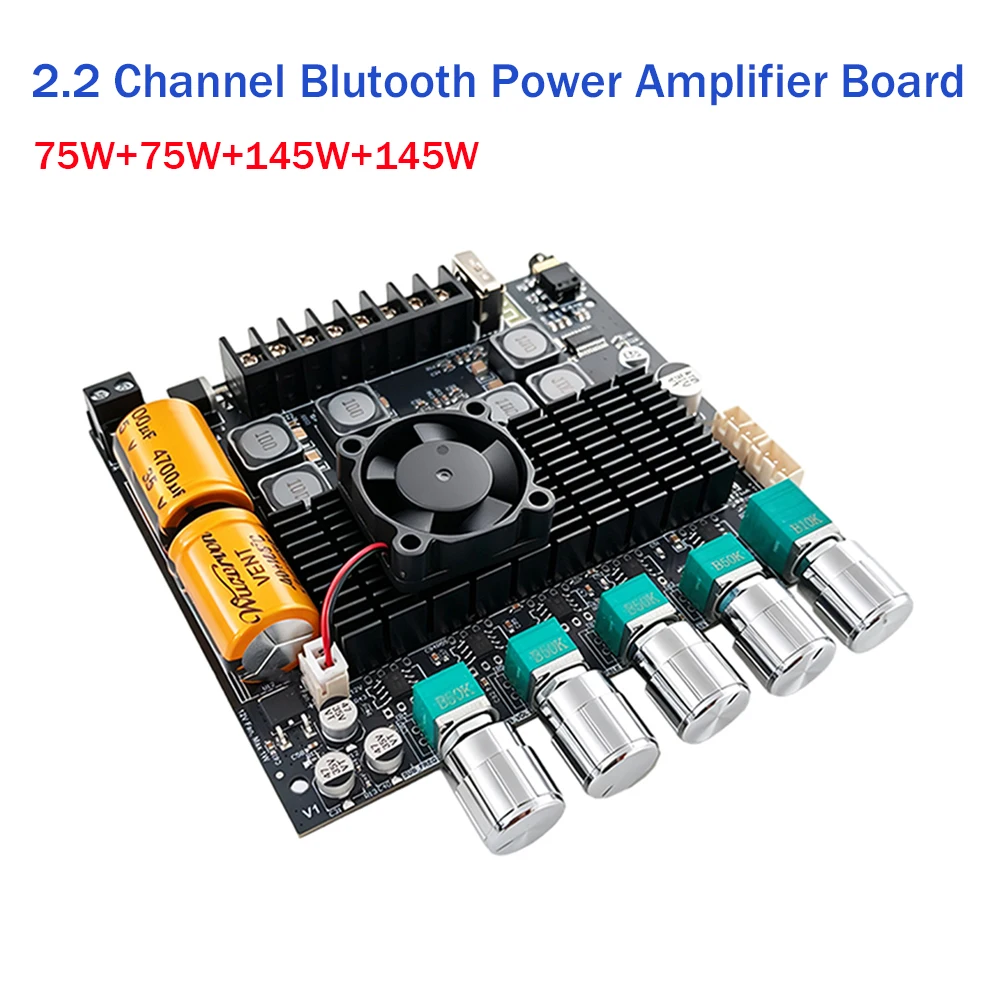 ZK-TB22 2.2 Channel Dual Subwoofer Bluetooth Amplifier Board 75W+75W+145W+145W DC12-24V for Home Car Stereo