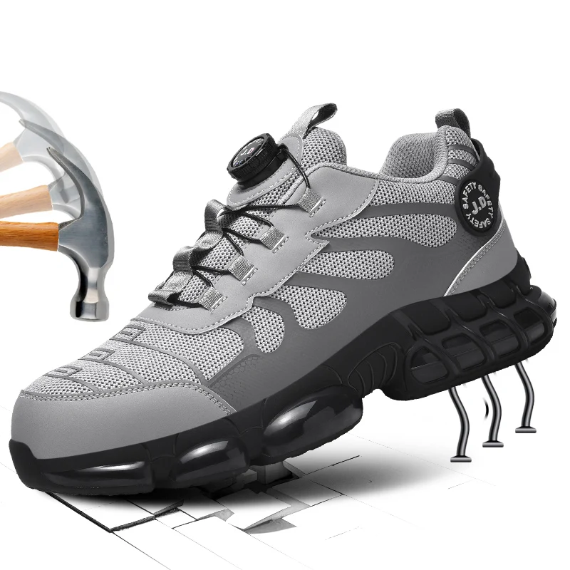 

Men's Rotating Button Safety Shoes Steel Toe Work Sneakers Indestructible Shoes Puncture-Proof work Boots Air Cushion Men Boots