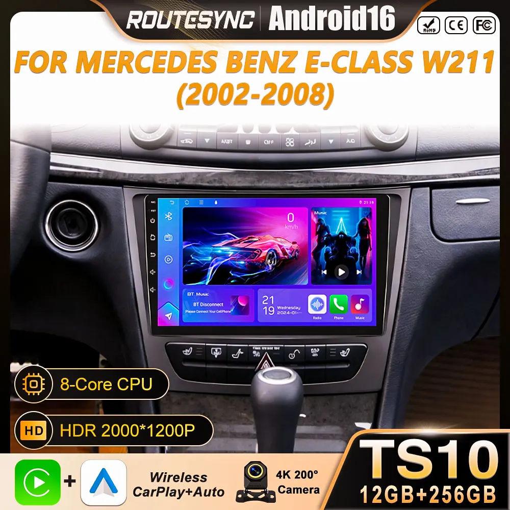 

Android 15 Carplay Auto 2K Screen Car Radio Multimedia Player For Mercedes Benz E-class W211 2002 - 2008 2din Autoradio Stereo
