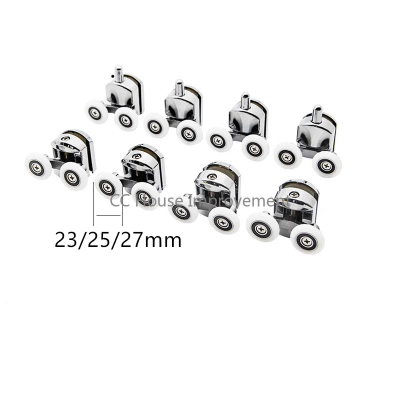23mm/25mm/27mm Douchedeur Rollers Zinklegering Dubbele Wiel Schuifdouche Deur rollager Wiel Lopers Vervanging