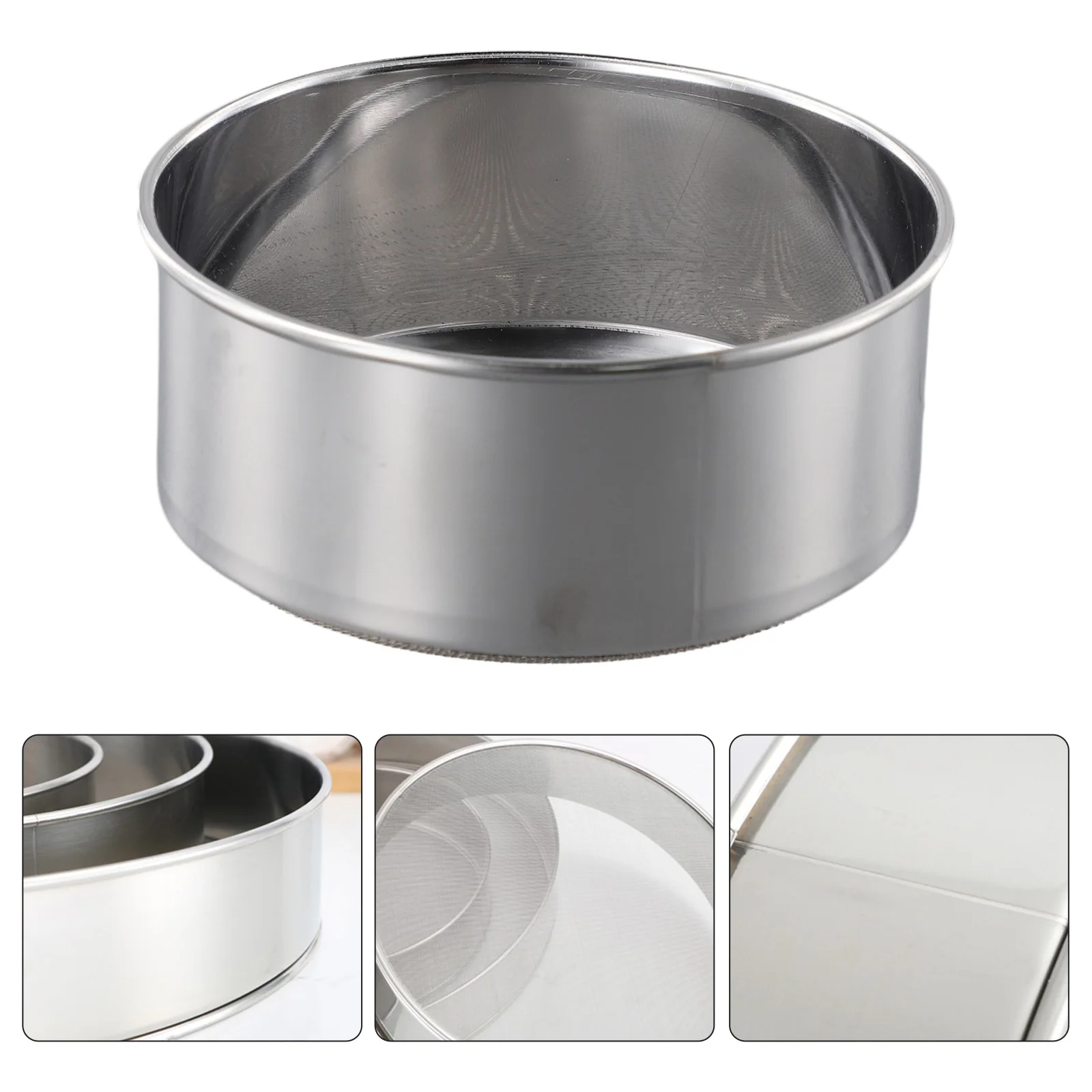 Round Stainless Steel Flour Strainer 40 Mesh for Sifting Flour Baking Powder Salt Cocoa Powdered Sugar in Everyday Cooking
