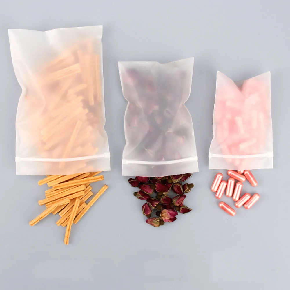 50pcs Matte Clear Zip Lock Biodegradable Environmentally Friendly Packaging Bag Food Snack Wrapping Self Sealing Zipper Pouch