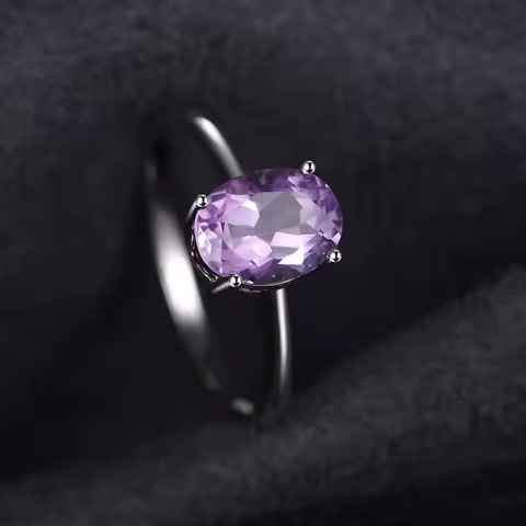 JewelryPalace Rose Gold Yellow Gold Plated Oval Natural Amethyst Citrine Garnet Topaz Peridot 925 Sterling Silver Ring for Women