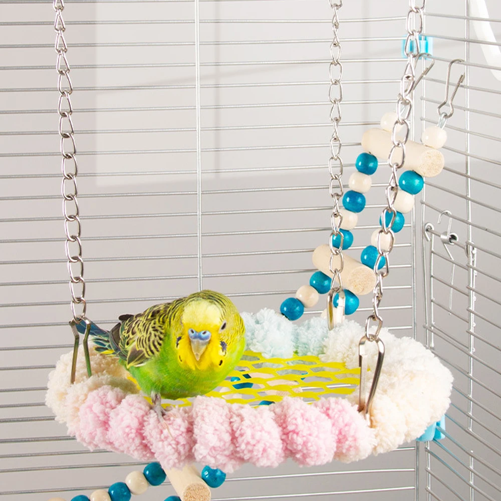 لون عشوائي الخريف الشتاء عش الطيور أفخم الببغاء جولة النوم سرير معلق محطة الإطار للحيوانات الصغيرة الحيوانات الأليفة الطيور قفص الببغاء