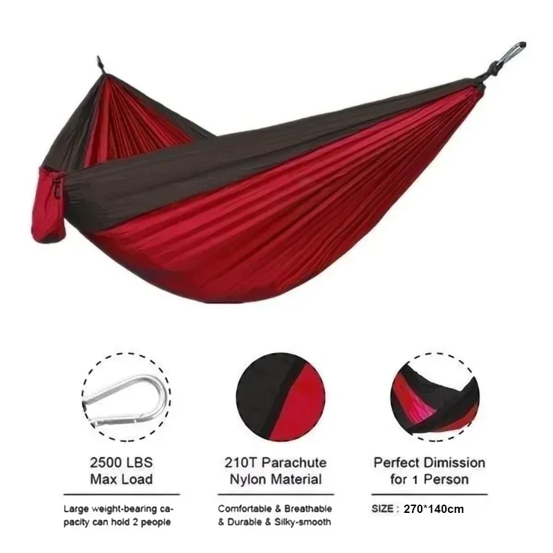 Simple Hammock Outdoor Camping Camping Single Double Parachute Cloth Color Matching Hammock image 2