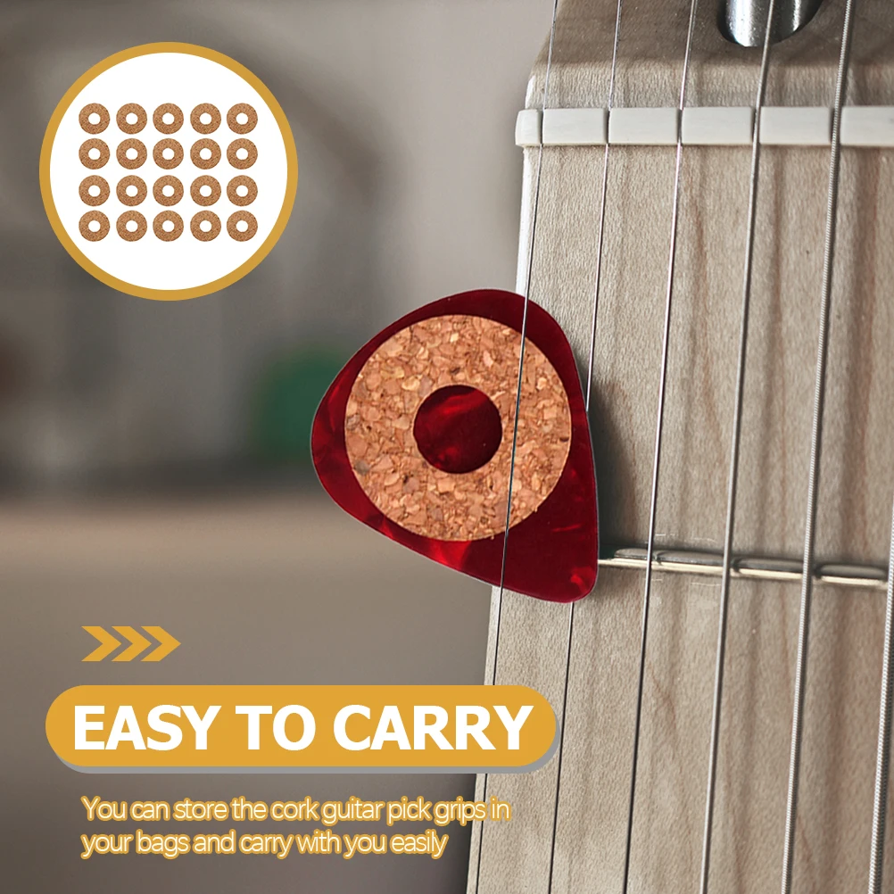 

20pcs Cork Guitar Pick Grips Soft Anti-slip Pads for Picks Easy Storage Gifts Practical Convenient Non-slip Accessories