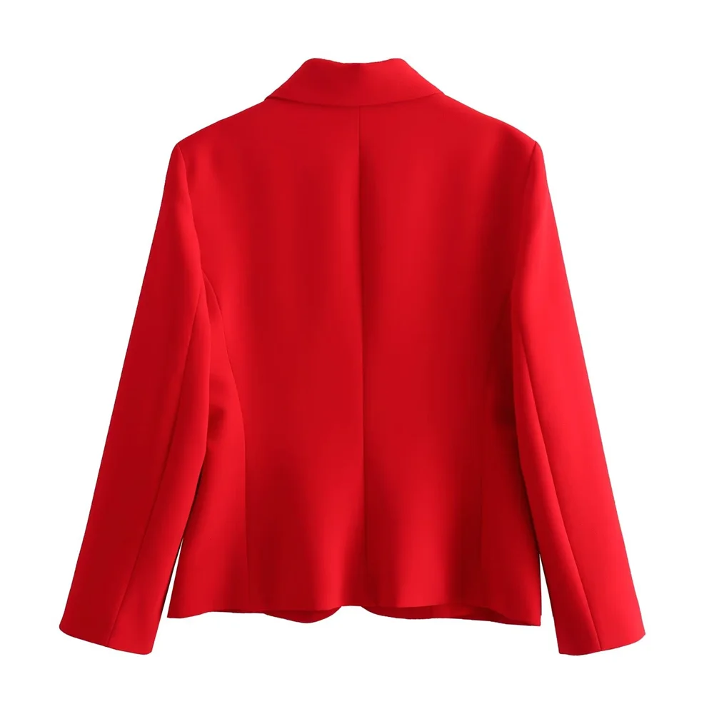 Taop&Za 2024 temperament versatile red tight suit jacket/A-line short pleated skirt half skirt women\'s set