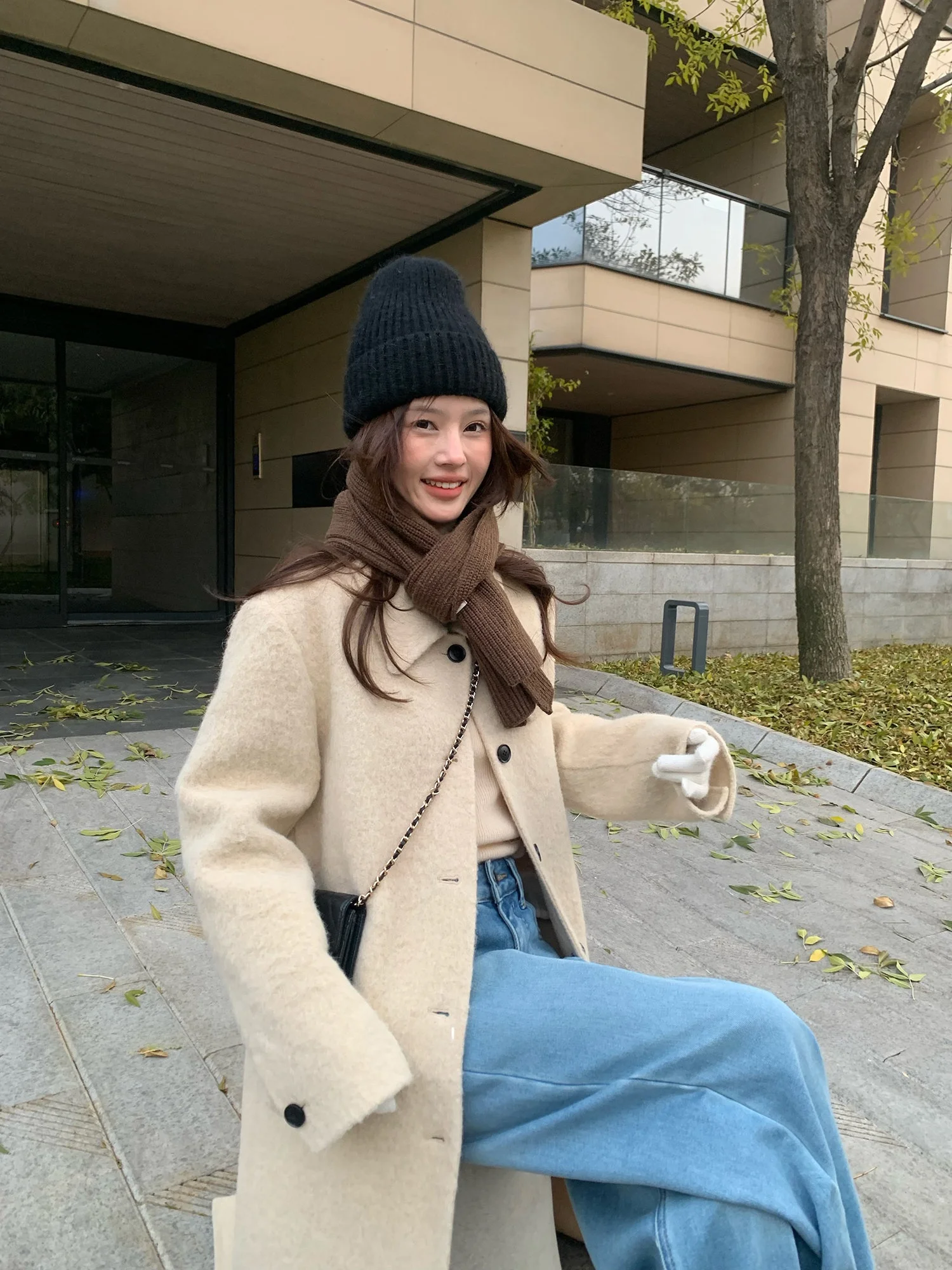 

Double-Sided Woolen Long Sve Coat Soft And Warm SuLi Alpaca Wool Korean Sle Medium-Length Double-Sided Woolen Coat
