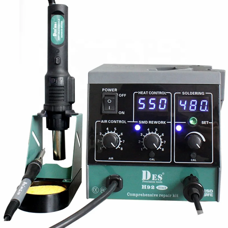Whole Sale Price H92 2 in 1 Solder Iron and Desoldering Station SMD Rework Station Hot Air Gu--n Rework BGA GPU CPU
