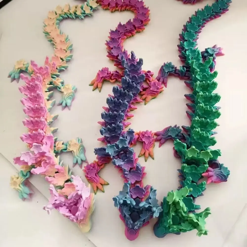 

3d Printed Crystal Dragon Articulated Dragon Fidget Toy Cherry Blossom Dragon Home Office Decor Birthday Gift For Boys 27cm