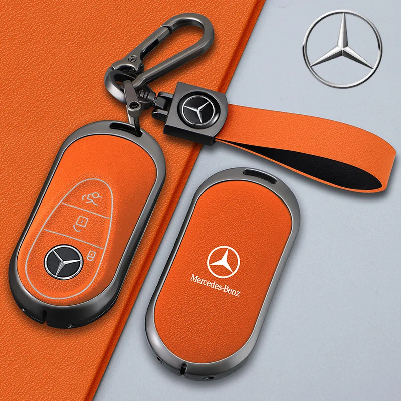 

New Zinc Alloy Leather Car Remote Key Case For Mercedes Benz A C E S G Class GLC CLE CLA GLB GLS W177 W205 W213 W222 X167 AMG