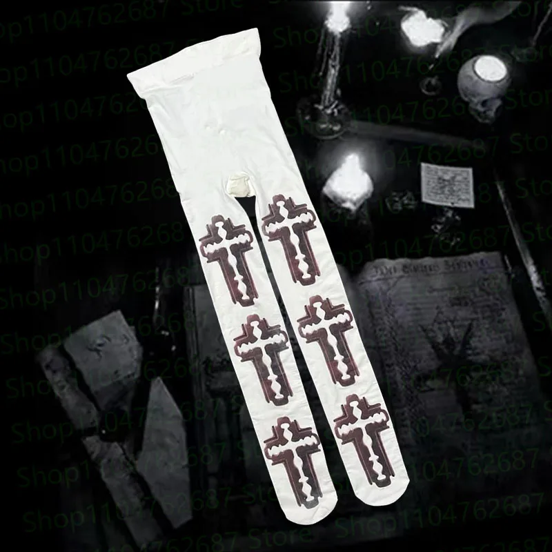 

gothic street punk print long socks Harajuku knee high socks cosplay cute white socks Kawaii Y2K Sexy accessories Stockings EMO
