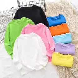 Children's Clothing 2024 Cotton Boys Girls T-Shirt Solid Long Sleeve Kids Cothes Autumn Sweatshirt Tops Teenage 6 8 10 12 Years