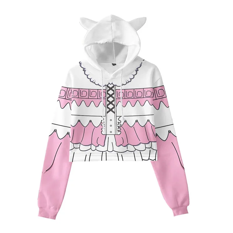 2025 yiyi3D Miss's Crop Top Sudadera con capucha Harajuku Sudadera corta Kobayashi San Chi No Maid Dragon Cosplay Co