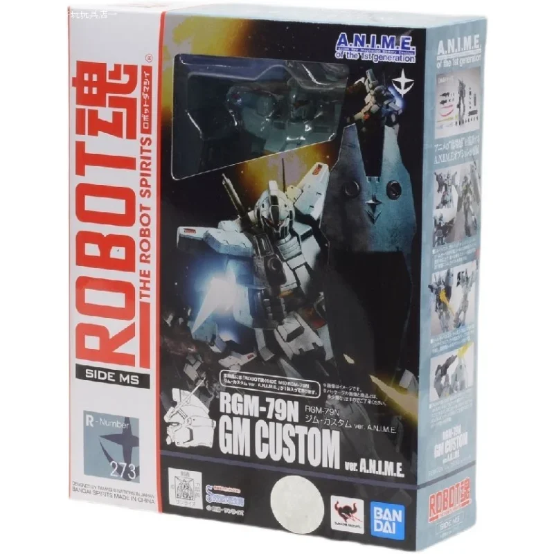 Bandai Original GUNDAM Anime Figure RGM-79N GM CUSTOM Action Figure THE ROBOT SPIRITS Toys for Kids Gift Collectible Model