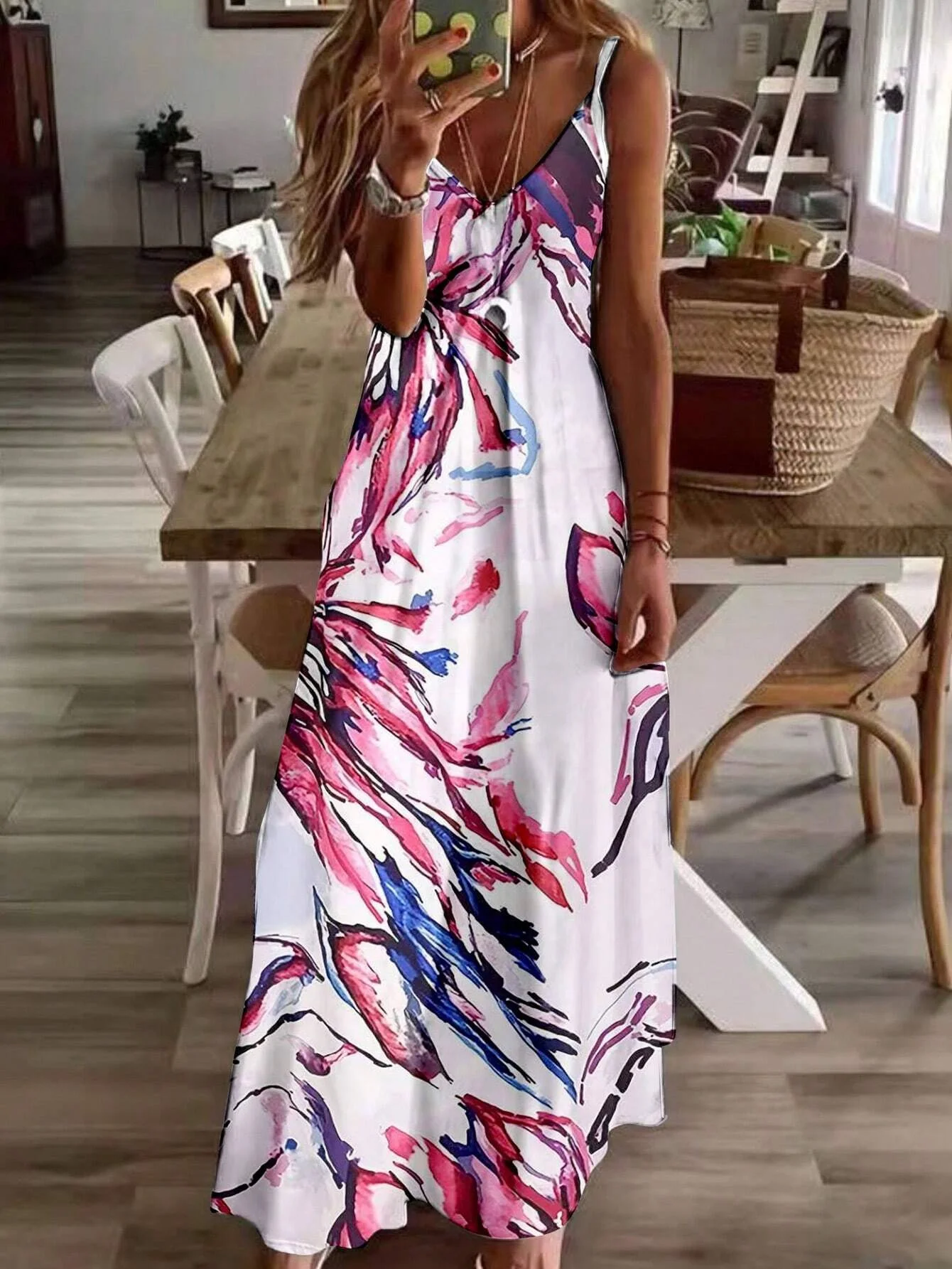 Fresh Floral Print Summer Seaside Vacation Suspender Original Dress 2024 New Daily Fashion Sexy Ankle-length Evening Dress