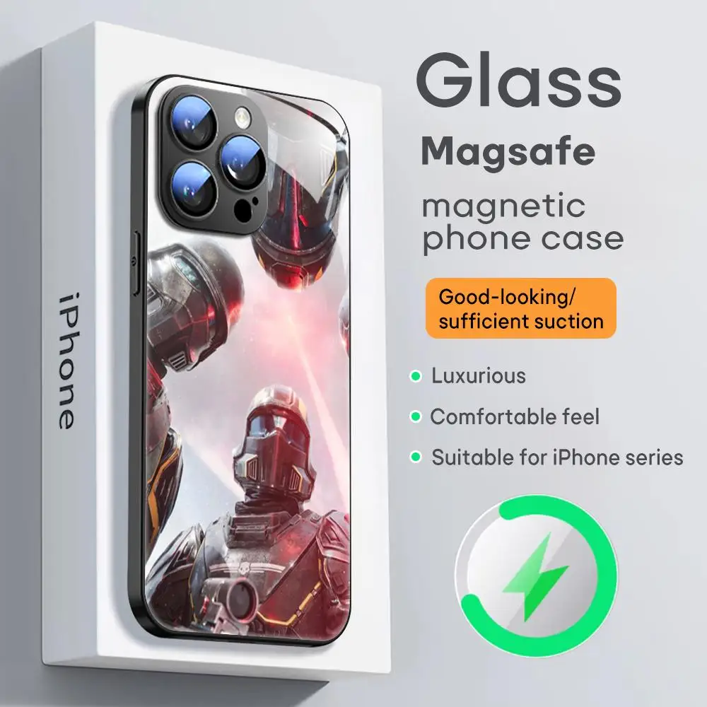 Game H-Helldivers 2 Phone Case For iPhone 15 14 13 12 11 X XR XS XSMAX 8 7 Plus Mini Pro Max Glass Magnetic Phone Case