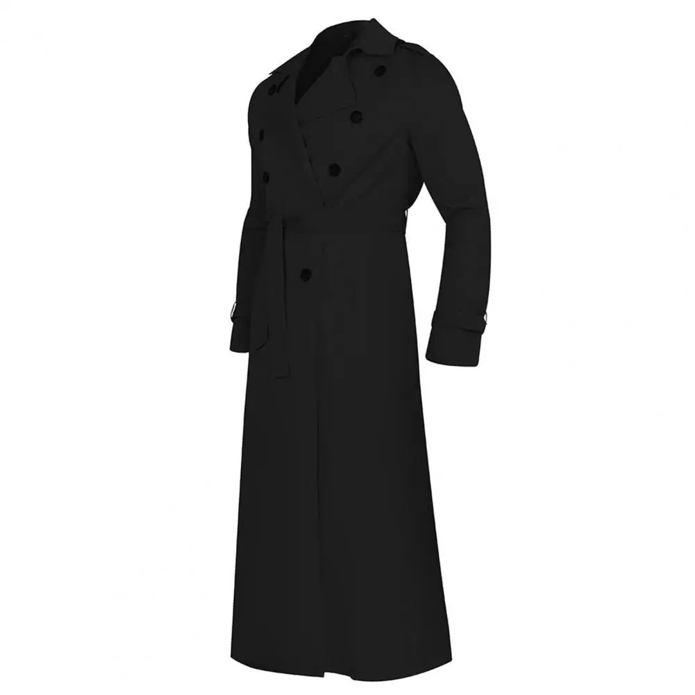 

Trench Coat Double-breasted Long Trench Coat Coldproof Turndown Collar Long Trench Coat