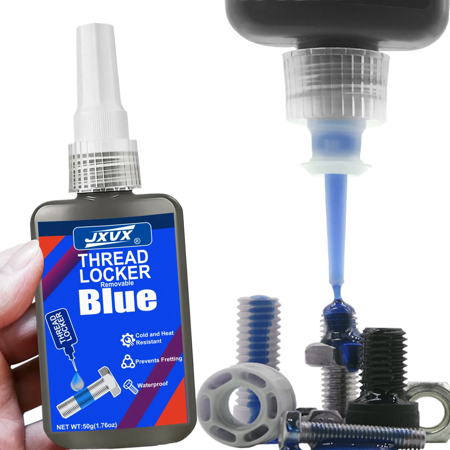 Blue Threadlocker Medium Strength Threadlocker 243 Anaerobic Glues Anti Loose Screw Glues For Locking And Sealing Of Threaded Components,Removable Waterproof Hardware  Replaces gaskets 10-50ml.
