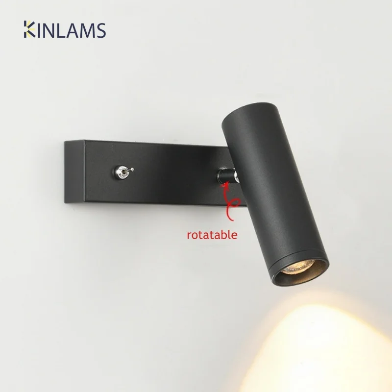 

Modern Rotatable Bedside Reading Wall Light Home Decoration Study Spotlights Wall Lamp Warm Cold Temperature Adjust Wall Lamp