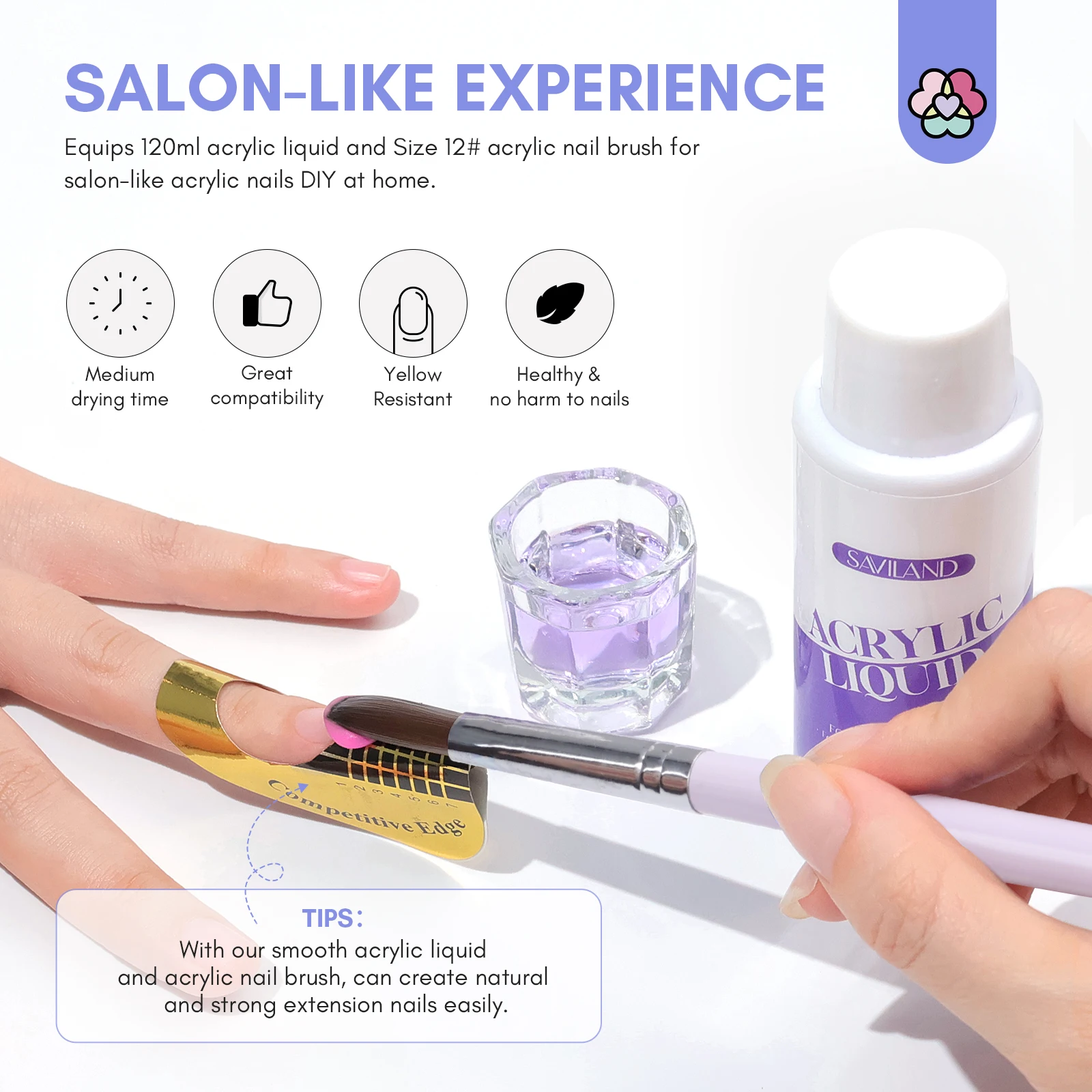 SAVILAND 4 オンス モノマー アクリル ネイル リキッド # アクリルパウダー塗布ネイルエクステンションサロン用アクリルネイルブラシキット12本