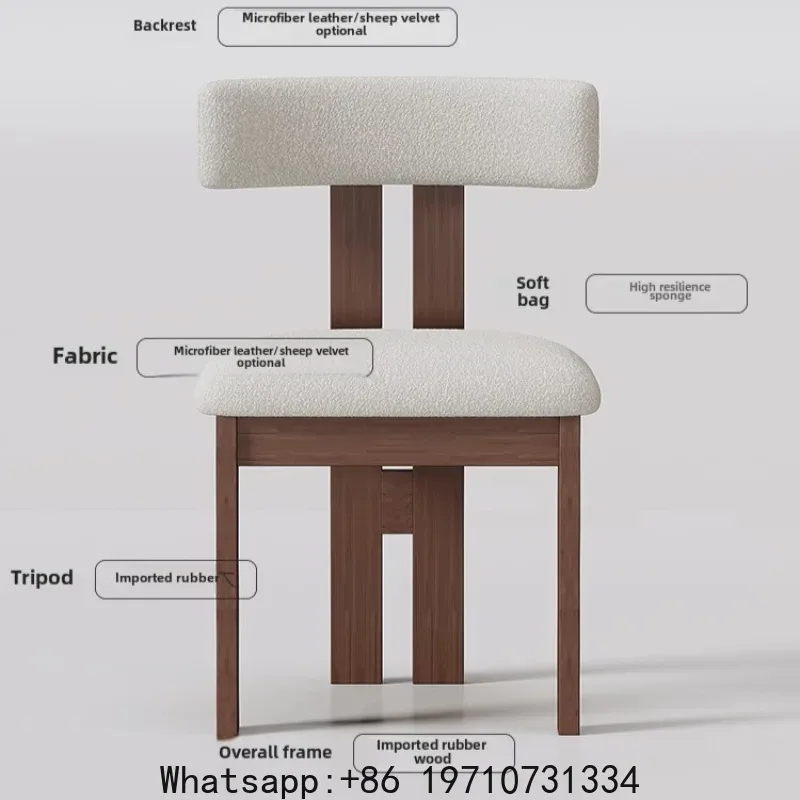 

French All-solid Wood Dining Chair Home Restaurant Modern Simple Dining Table and Chairs Antique Designer Backrest Dining Chairs