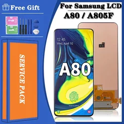 Pantalla LCD Super AMOLED para Samsung A80, A805, A805F, montaje de digitalizador de pantalla táctil con huella dactilar