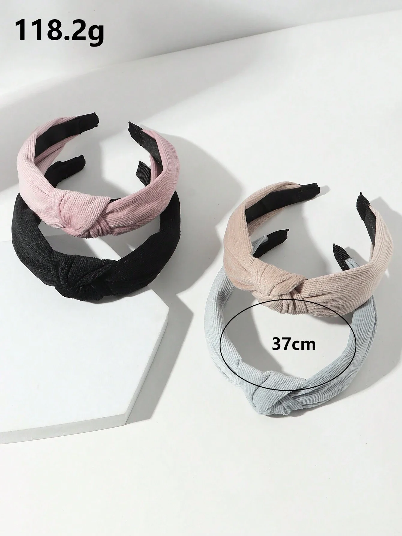 

4pcs Women Solid Color Corduroy Knot Headband For Daily Wear Autumn Winter