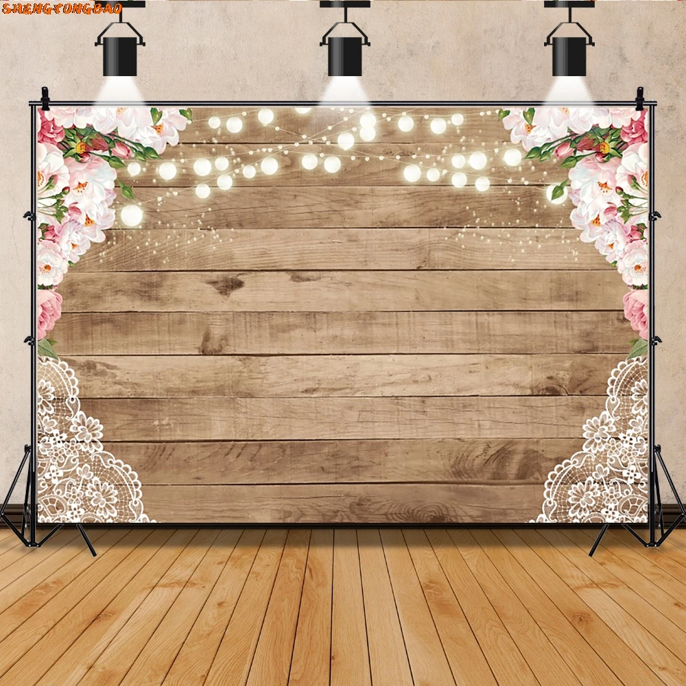 Bruiloft achtergrond voor fotografie bruids douche partij decoratie achtergrond voor fotostudio houten bloem muur Photocall Prop