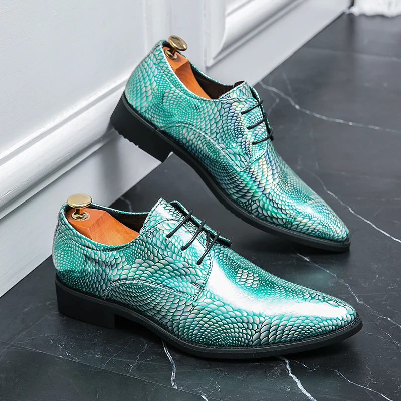 

Large Size 48 Pointed Men Shoes Business Formal Fashion Tie Groom's Wedding Shoes Mirror High Heels