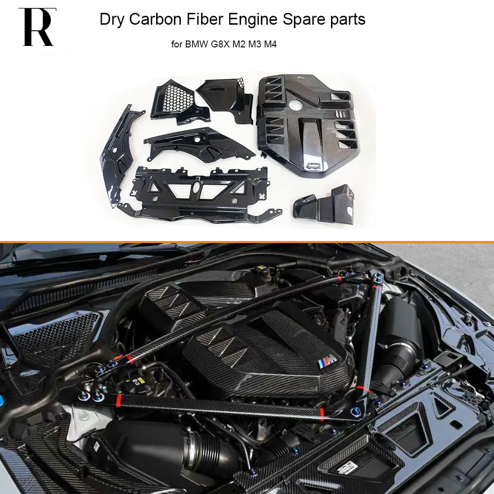 Dry Carbon Fiber ECU Cover & Headlight Cover & Water Cooling Cover & Engine Cover & Intake Intake Cover for G8X M2 M3 M4 2020-UP