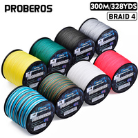 PROBEROS 300M 4 Strands Braided Multifilament Fishing Line Durable Long Casting Bass Carp Freshwater Saltwater Fishing Wholesale