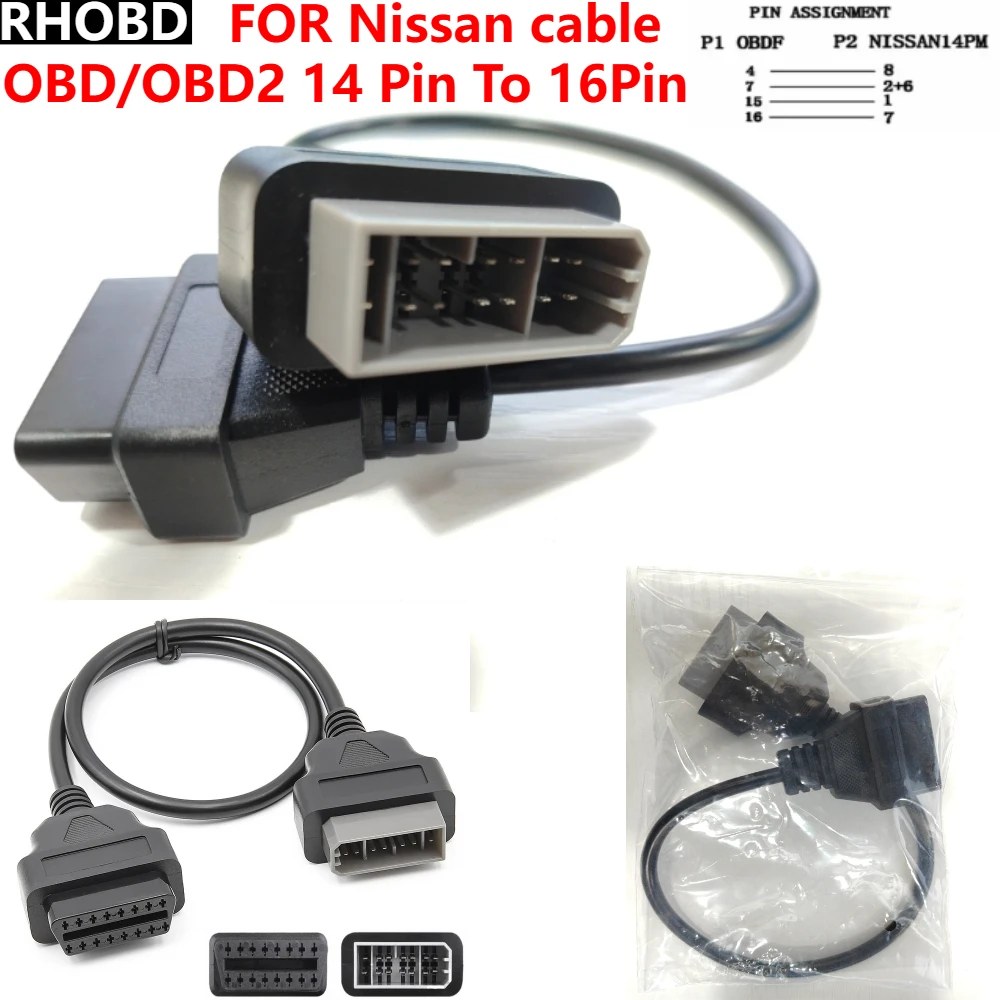 

Новейший для Nissan V16 14-контактный на 16-контактный OBD2 A OBD1 для кабеля Nissan Автомобильный диагностический разъем 14-контактный адаптер OBDII Линия подключения