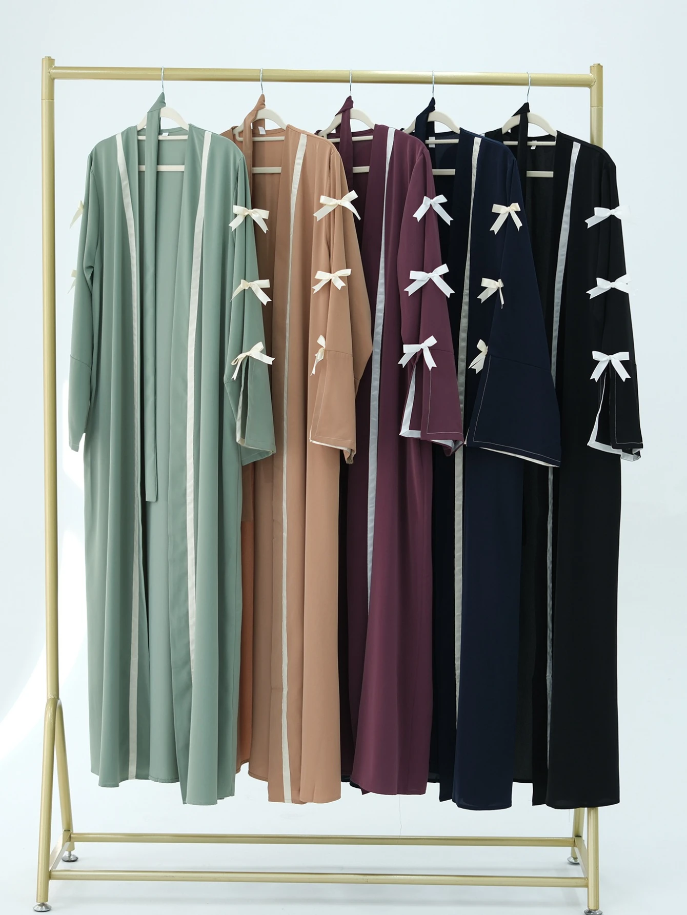 Eid Abaya Muslim Bow Women Open Dresses Jalabiya Vestidos Largos Split Sleeve Ramadan Morocco Dubai Long Robe Party Kaftan 2025