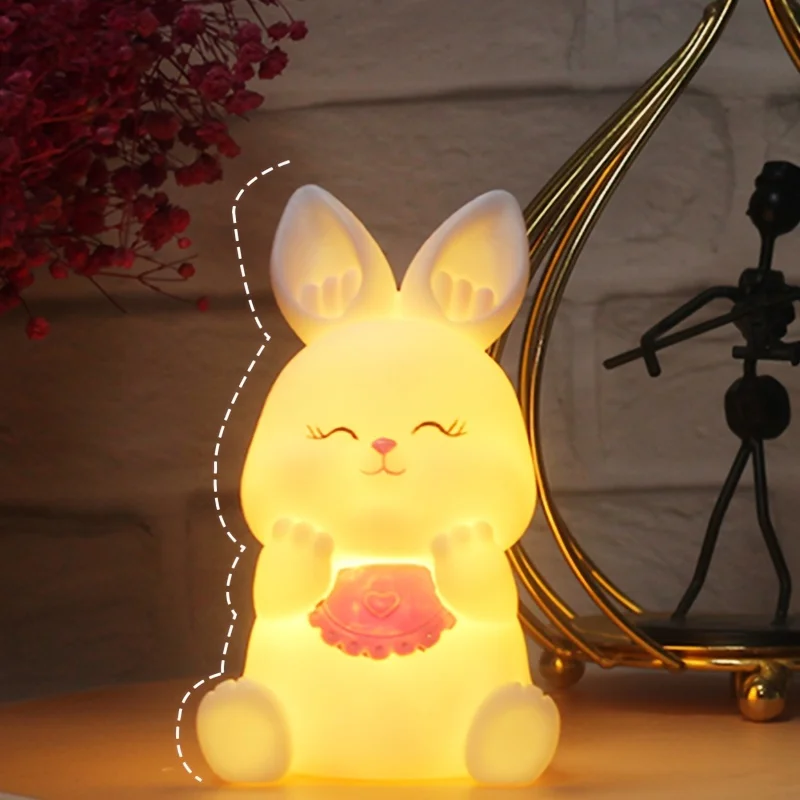 Veilleuse lapin de dessin animé mignon pour chambre à coucher, lampe de chevet, ornement Shoe créatif, petit cadeau, éclairage de bureau