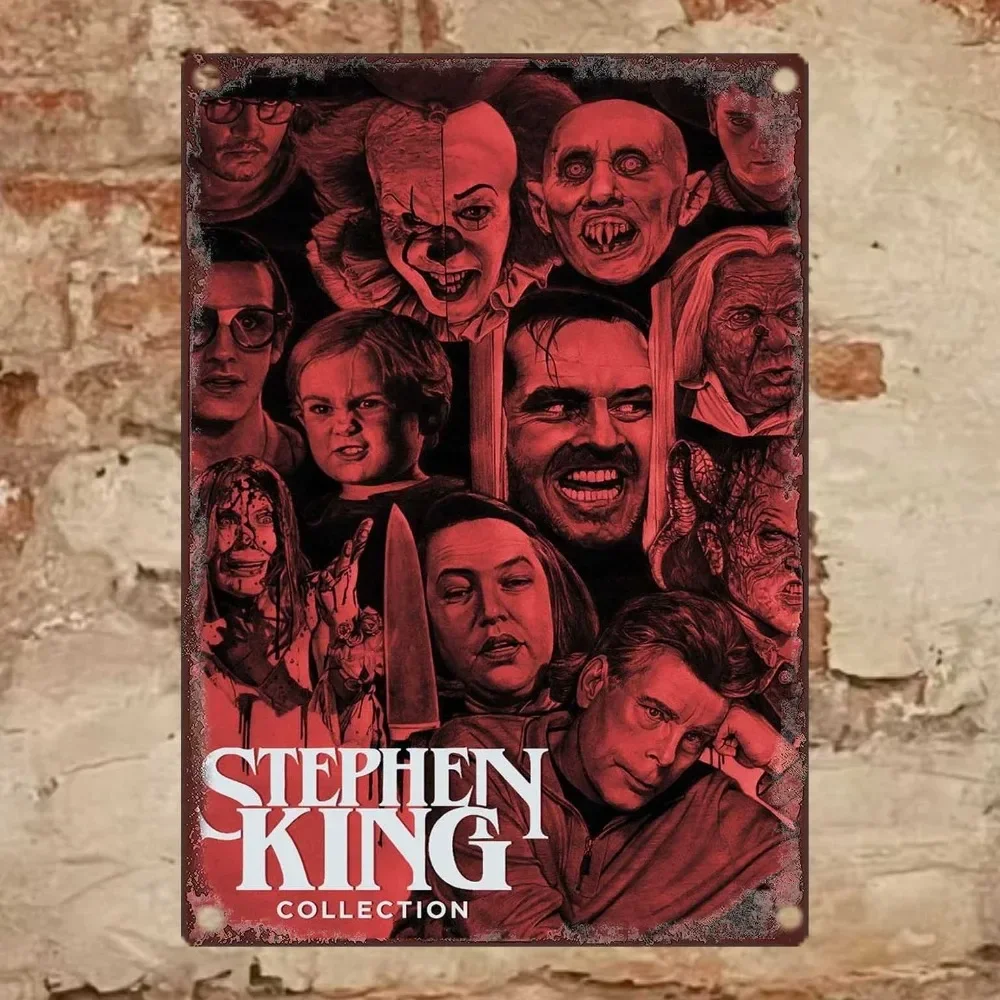 مجموعة STEPHENKINGARCH ستيفن كينج لافتة معدنية عتيقة - لوحة فنية جدارية حديدية مستطيلة، ديكور بطابع رعب لشريط المنزل