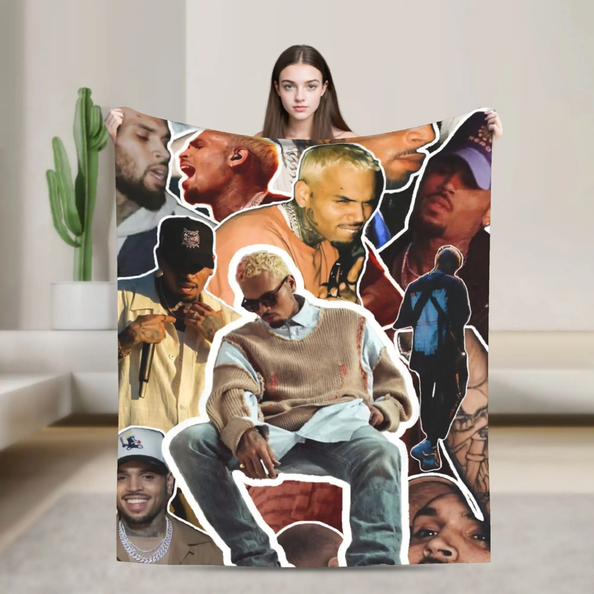 بطانيات كريس براون بريزي باول XX جولة جودة الفراش الناعمة يلقي الشتاء نزهة ديكور المنزل مفرش سرير مريح #1