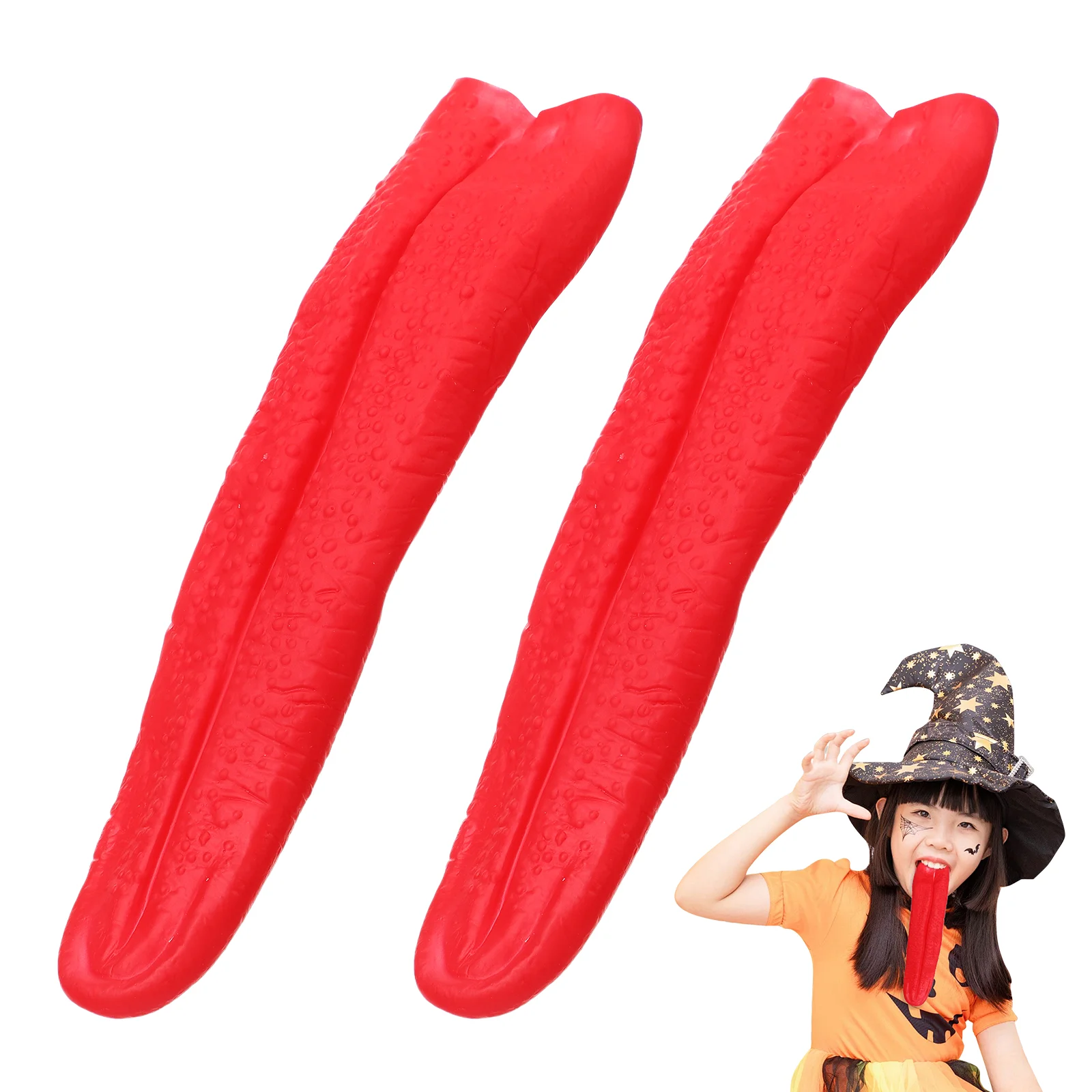 2PCS Simulated Long Tongue Props Red Long Tongue Cosplay Props Scary Stage Props Prank Red Long Tongue Props Plastic Long Tongue