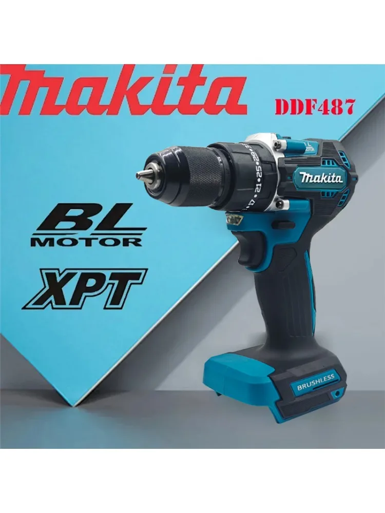 Makita Akku 18V Makita DDF487 Kabelloser Bohrschrauber 18V Bürstenloser Elektro-Schlagschrauber Wiederaufladbares Elektrowerkzeug